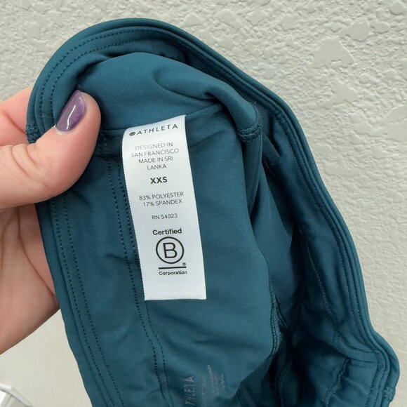 Athleta Accelerate Crop Teal Leggings Athletic Pants 566734-01 Womens size XXS - Picture 7 of 7